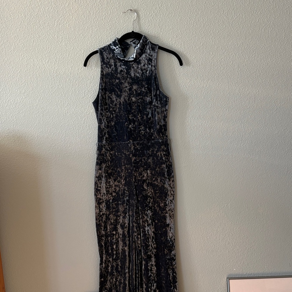 Forever 21 blue, crushed velvet sleeveless pantsuit